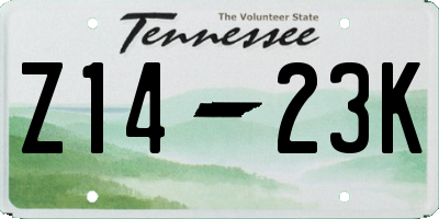TN license plate Z1423K