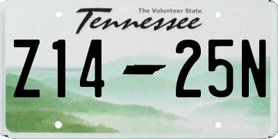 TN license plate Z1425N
