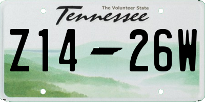 TN license plate Z1426W