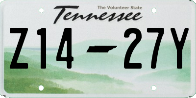 TN license plate Z1427Y