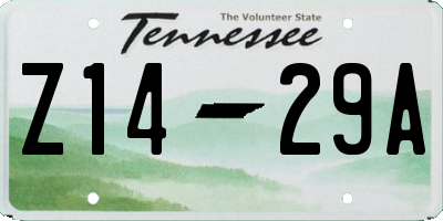 TN license plate Z1429A