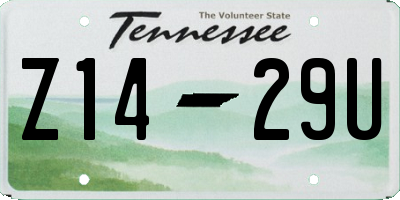 TN license plate Z1429U