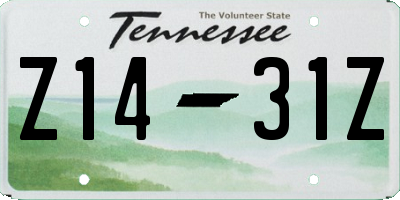 TN license plate Z1431Z
