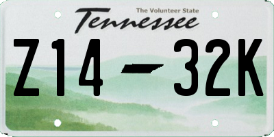 TN license plate Z1432K