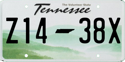 TN license plate Z1438X