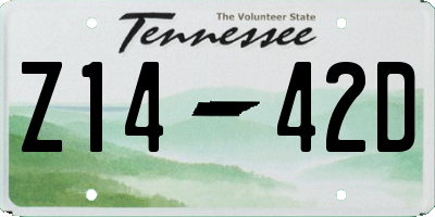 TN license plate Z1442D