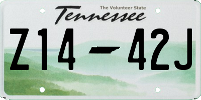TN license plate Z1442J