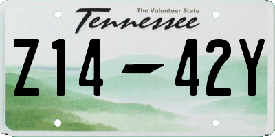 TN license plate Z1442Y
