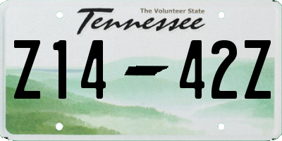 TN license plate Z1442Z