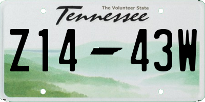 TN license plate Z1443W