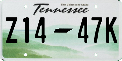 TN license plate Z1447K