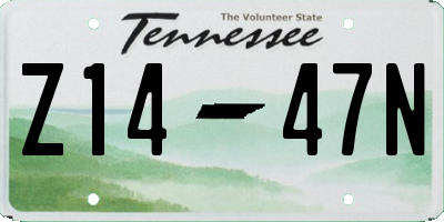 TN license plate Z1447N