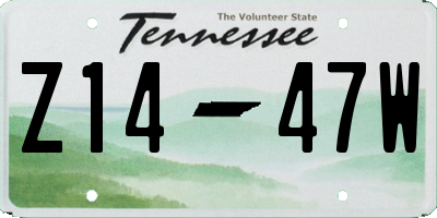 TN license plate Z1447W