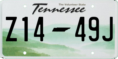 TN license plate Z1449J