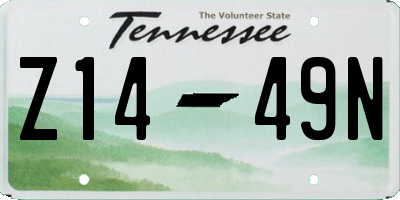 TN license plate Z1449N