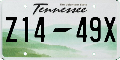 TN license plate Z1449X