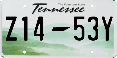 TN license plate Z1453Y