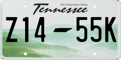 TN license plate Z1455K