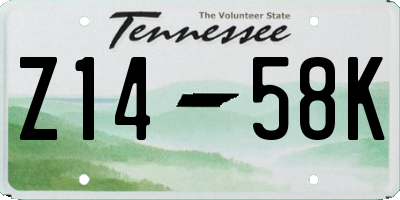 TN license plate Z1458K