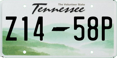 TN license plate Z1458P
