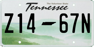 TN license plate Z1467N