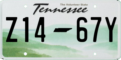 TN license plate Z1467Y