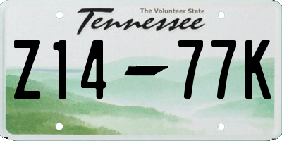 TN license plate Z1477K