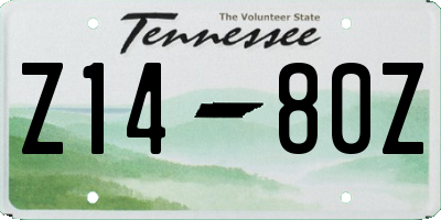 TN license plate Z1480Z