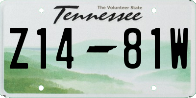 TN license plate Z1481W