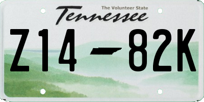 TN license plate Z1482K