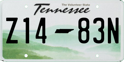 TN license plate Z1483N