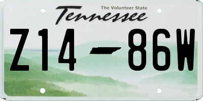 TN license plate Z1486W