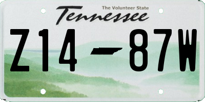 TN license plate Z1487W