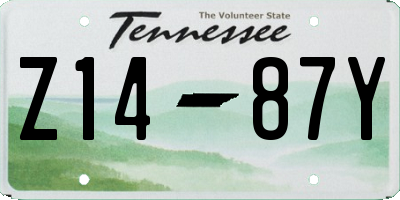 TN license plate Z1487Y