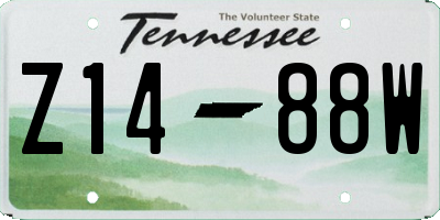 TN license plate Z1488W