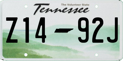 TN license plate Z1492J