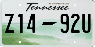 TN license plate Z1492U