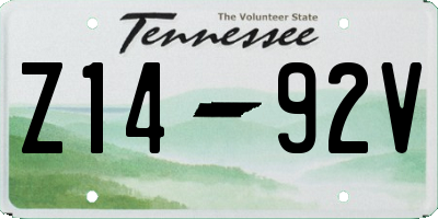 TN license plate Z1492V