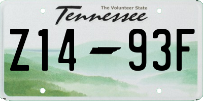 TN license plate Z1493F