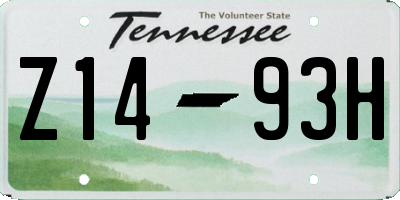 TN license plate Z1493H