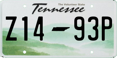 TN license plate Z1493P