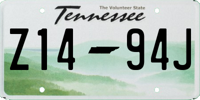 TN license plate Z1494J