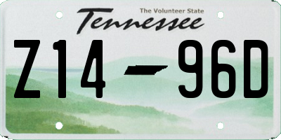 TN license plate Z1496D
