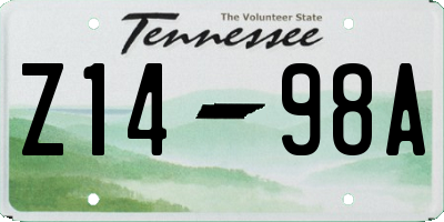TN license plate Z1498A