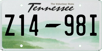 TN license plate Z1498I