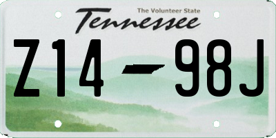 TN license plate Z1498J