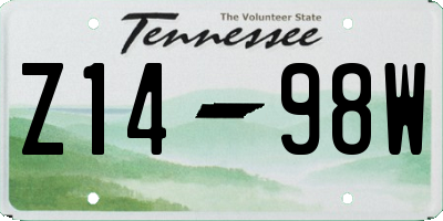 TN license plate Z1498W
