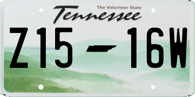 TN license plate Z1516W