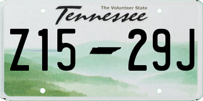 TN license plate Z1529J