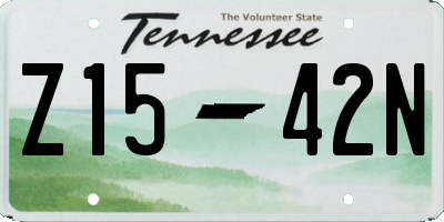 TN license plate Z1542N